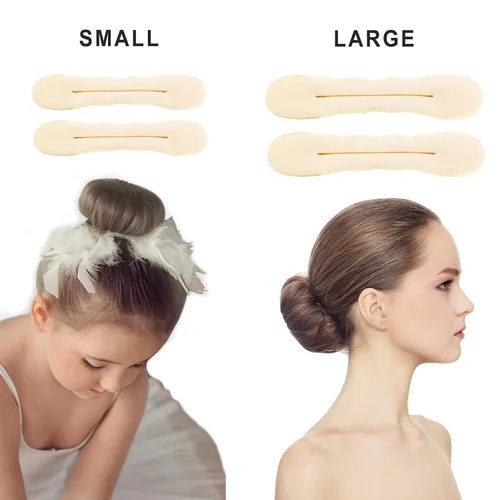 Miniatura 2 de Beaute Galleria Magic - 4 piezas de esponja de espuma color rubio beige, moldeadores de moños, donas de pelo para bollos de ballet
