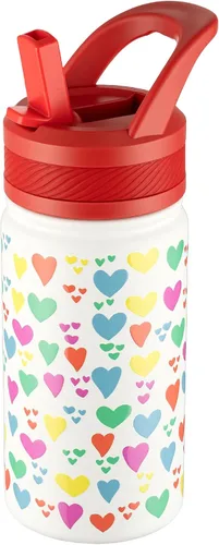 Miniatura 17 de Fanhaw Botella de agua aislada para niños de 14 onzas con tapa de pajita – Acero inoxidable de doble pared al vacío, a prueba de fugas, botellas