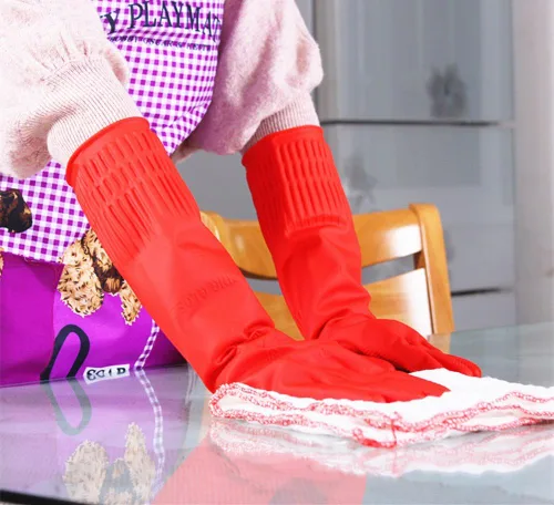 Miniatura 4 de Guantes de limpieza de goma para cocina, guantes para lavar platos, 3 pares, impermeables y reutilizables. (L)
