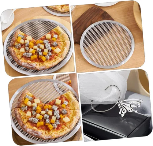 Miniatura 7 de Bandeja de pizza de aluminio para hornear Bandeja de pizza para uso en horno, bandeja sin costuras para pizza casera y hornear