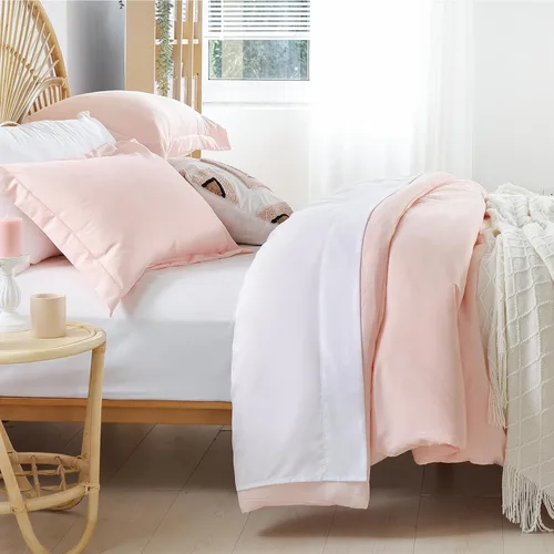 Miniatura 6 de weigelia Juego de edredón tamaño King de 7 piezas, juego de edredón rosa rubor, suave y esponjoso, cama en una bolsa King, juego de ropa de cama
