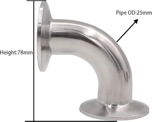 Miniatura 3 de DERNORD Paquete de 2 tubos de 1 "OD codo de 90 grados de montaje de tubería sanitaria SS304 Tri Clamp 1.5 pulgadas