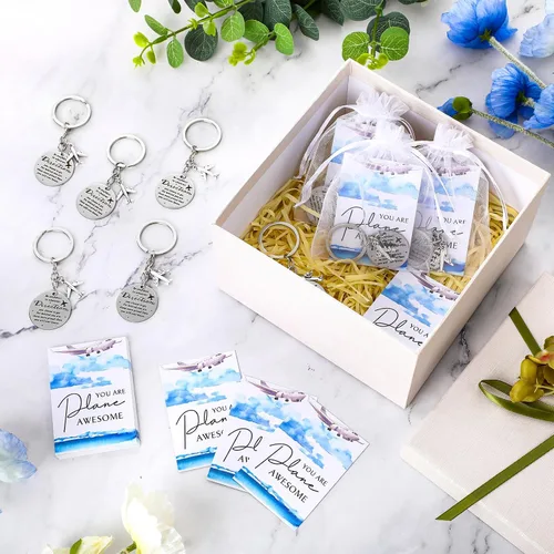 Miniatura 5 de Tondiamo Flight Attendant Gifts Bulk Airplane Keychain with Thank You Cards for Travel Adventure Party Favor Holiday Gift