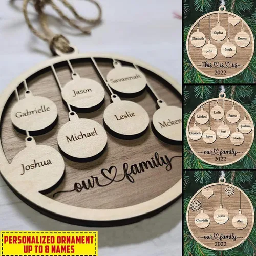 Miniatura 2 de IZI POD - Adorno familiar 2025, recuerdo de Navidad personalizado, decoración de madera o acrílico 2D personalizada para el hogar y el automóvil