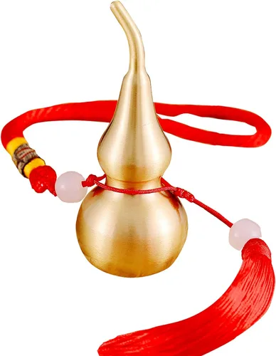 Miniatura 11 de Adornos colgantes de Feng Shui, calabaza dorada de Wu Lou, con tira de la suerte roja, tesoro ideal para colgante de automóvil, dormitorio, puerta