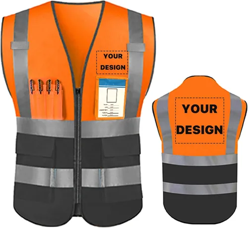Miniatura 22 de Chaleco de seguridad de alta visibilidad reflectante, personaliza tu logotipo, ropa de trabajo de seguridad con tiras reflectantes y bolsillos A