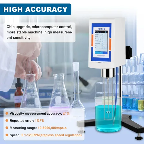 Miniatura 6 de Viscómetro rotatorio digital 10-6,000,000mPa.s Medidor de viscosidad de pantalla táctil ±1% Viscosímetros de laboratorio de precisión con salida