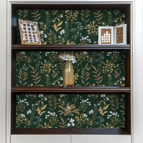 Miniatura 3 de Abyssaly Papel tapiz vintage para despegar y pegar, papel de contacto floral para decoración de revestimiento de estantes de dormitorio