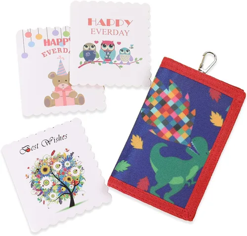 SITADI Billetera para niños, pequeña cartera para niños con bolsillo con cremallera, bonita caricatura, triple pliegue, lona, regalos de Navidad