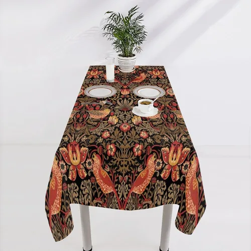 Miniatura 106 de Mantel Floral Retro de Pájaros, Diseño Original Bohemio William Morris Estampado Cubierta de Mesa para Hogar Picnic Fiesta Comedor Cocina William