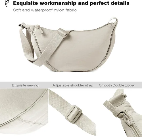 Miniatura 7 de Bolso cruzado de nailon Crescent para mujeres y hombres, riñonera, bolsa cruzada de bola de masa ligera, bolsa de viaje