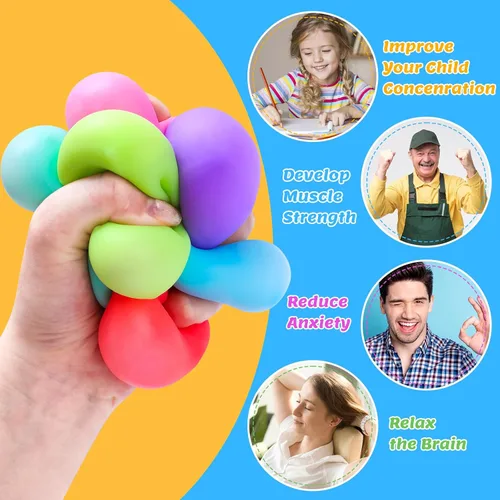 Miniatura 6 de Paquete de 12 cubos de estrés de aumento lento, bolas de estrés para masa, juguetes para aliviar la ansiedad, cubo suave, juguetes elásticos