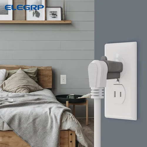 Miniatura 4 de ELEGRP Adaptador de 2 a 3 puntas, paquete de 2, gris - Adaptador de enchufe de conexión a tierra polarizado, certificación ETL