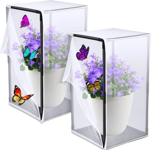 Jaula de hábitat de mariposa monarca de 30 pulgadas de alto, kit de eclosión de mariposa, jaula de malla de mariposa transpirable con marco de PVC