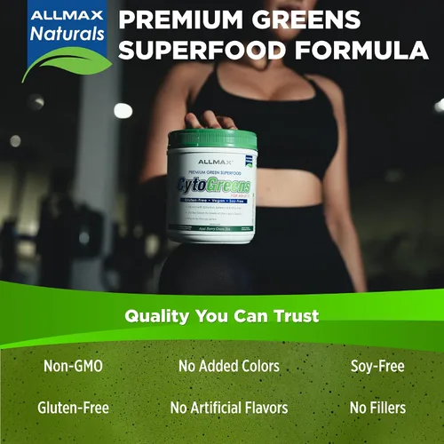 Miniatura 9 de ALLMAX Naturals CytoGreens Super Greens en polvo, superalimento verde premium con verduras, superalimentos, suplemento de verduras diarias, té verde