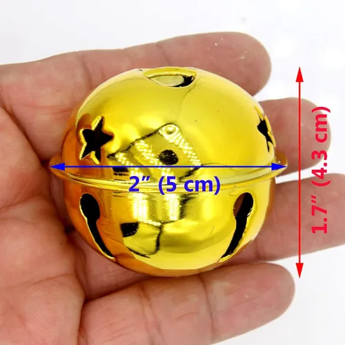 Miniatura 2 de Campanas redondas decorativas – Cascabeles de metal para fiestas, hogar, Navidad, diámetro de 1-31/32 pulgadas (2.0 in) (oro, 6)