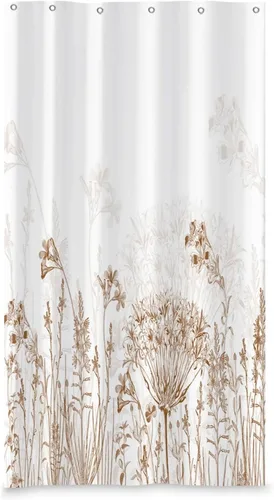 Miniatura 14 de Yeele Cortina de ducha floral de 36x72 pulgadas, juego de baño retro bonito con flores silvestres de acuarela, cortina de baño natural botánica