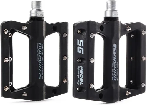 Miniatura 6 de UPANBIKE Pedales de bicicleta 3 pedales de rodamiento sellados 9/16 "husillo de fibra de nailon (poliamida) plataforma plana para MTB Mountain Bike
