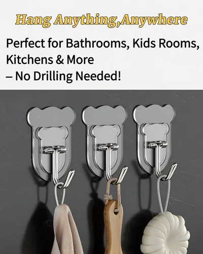 Miniatura 5 de 10 ganchos adhesivos resistentes de 10 libras máximo, ganchos de pared transparentes e impermeables para baño, ducha, cocina, oficina, sin daños