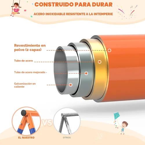 Miniatura 2 de Amictoy Juegos de columpios para patio trasero, juguetes al aire libre para niños, juego de columpio de metal resistente con marco en A con Columpio