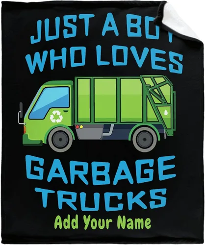 Miniatura 9 de Manta de camión de basura con texto en inglés "Boy Who Loves Garbage" para niños y hombres, manta de franela para regalo, manta de franela acogedora