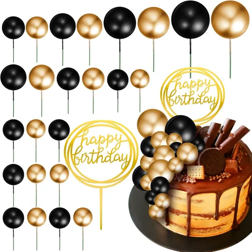 Juego de 25 piezas de mini bolas coloridas para decoración de tartas, círculo redondo, acrílico, feliz cumpleaños, decoración de fiesta de