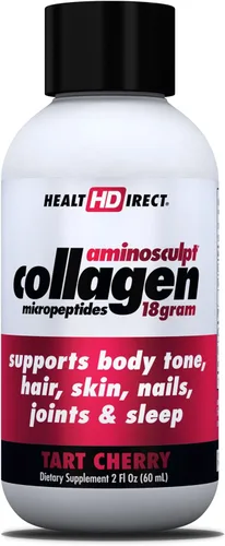 HEALTH DIRECT – Inyecciones de colágeno líquido de grado médico – AminoSculpt sin azúcar – Cereza agria – 12 porciones, (12 paquetes, 2 oz por