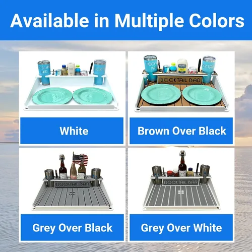 Miniatura 5 de Docktail Mesa de barco utilitario y accesorio de almacenamiento: elige tu soporte, color y nombre personalizado A - Blanco