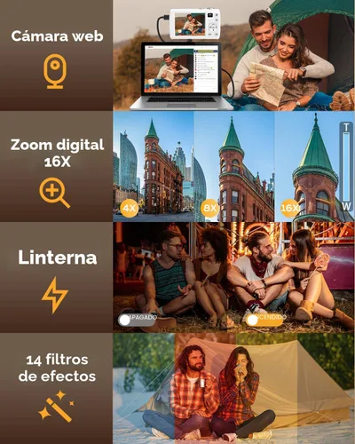 Miniatura 6 de Cámara digital de 88 MP para fotografía, cámara de video WiFi 8K Vlog 2026 para YouTube con pantalla táctil, lente doble, enfoque automático Blanco