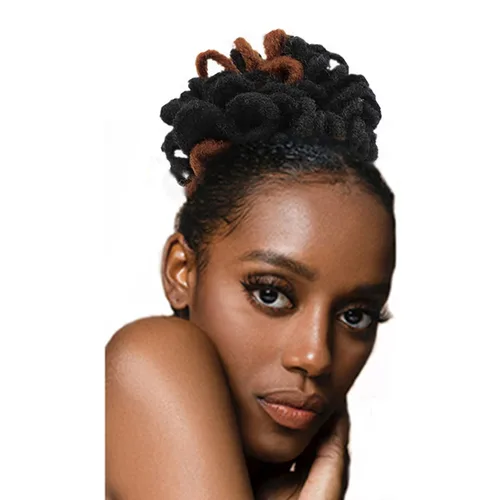 Miniatura 20 de DreadLock Moño Loc Moño de Pétalo Moño Afro High Puff Peluca de Cola de Caballo con Cordón Sintética Locs Falsos Moño de Cabello Cola de Caballo