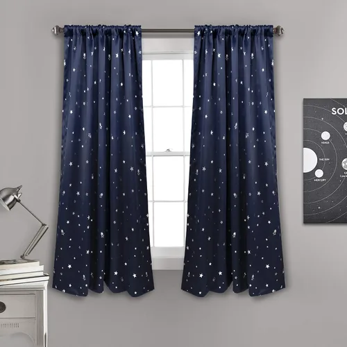 Miniatura 13 de Lush Decor Star - Par de paneles de cortinas opacas para ventana, 63 pulgadas de largo x 52 pulgadas de ancho, gris claro