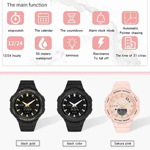 Miniatura 6 de findtime Relojes analógicos digitales deportivos impermeables reloj de doble pantalla LED retroiluminación LED reloj de pulsera luminoso