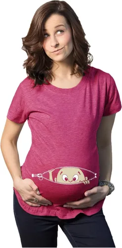 Miniatura 34 de Remera para futura mamá, con diseño simpático de bebé asomándose. Remera simpática para futura mamá.