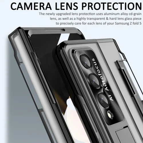 Miniatura 3 de Miimall Funda compatible con Samsung Galaxy Z Fold 5 con protección mejorada de bisagra, película de lente de cámara, protector de pantalla frontal