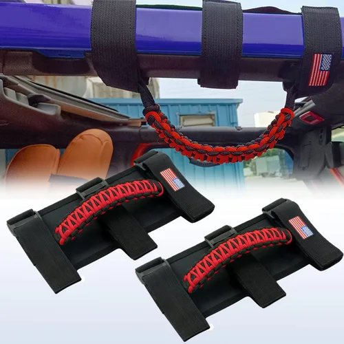 Miniatura 5 de Asas de agarre de barra antivuelco + mango de agarre para reposacabezas compatible con Jeep Wrangler JLU JK JKU TJ YJ TJ JT JL Sport Sahara Freedom