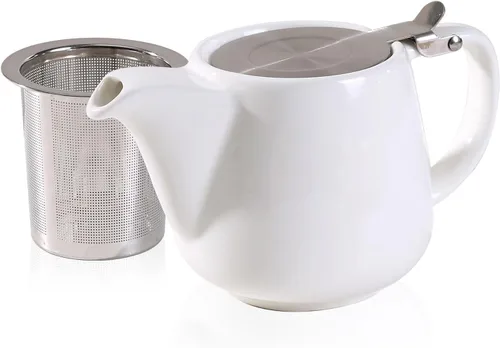 Miniatura 11 de Tetera de cerámica con infusor de acero inoxidable, resistente al calor, perfecta para hacer té, tetera gris 500ml/17oz