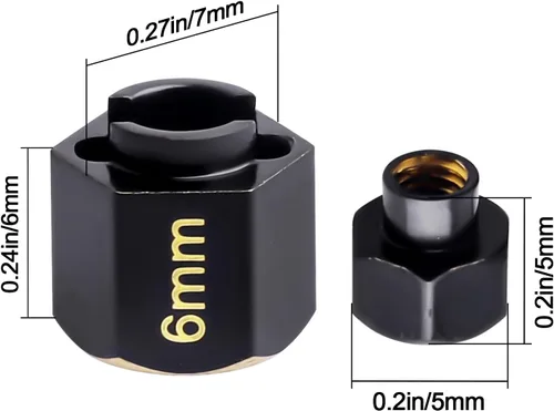 Miniatura 6 de HobbyPark Extensión hexagonal de latón para piezas de actualización TRX4M, extensores de cubos hexagonales de rueda extendida, espaciadores