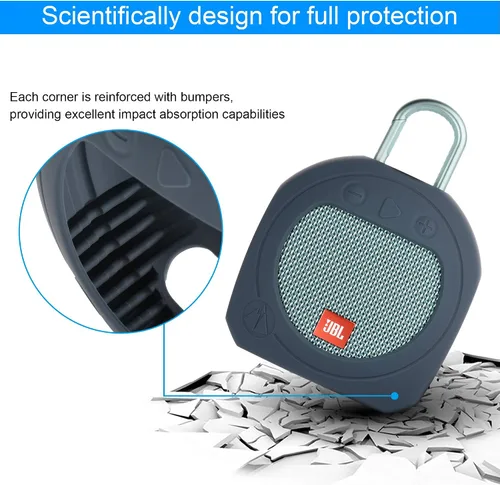 Miniatura 3 de Funda protectora de silicona para JBL Clip 3 Altavoz portátil impermeable (azul)