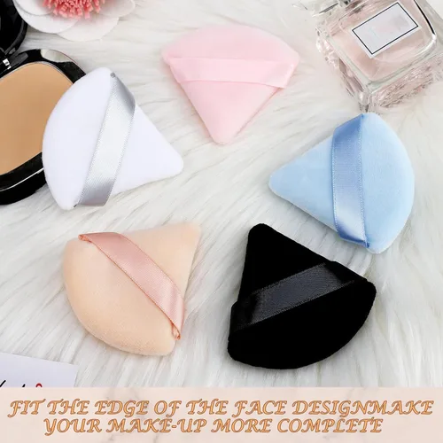 Miniatura 3 de Suclain 48 esponjas triangulares de terciopelo suave para maquillaje de rostro, esponjas triangulares para maquillaje cosmético húmedo y seco
