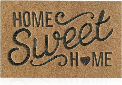 Miniatura 17 de Alfombra de bienvenida para puerta para interiores y exteriores, con parte trasera de goma antideslizante, “Home Sweet Home”, absorbe el barro