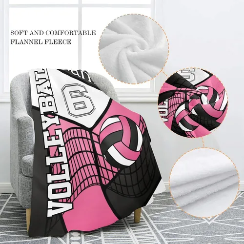 Miniatura 5 de Manta de bebé personalizada de voleibol deportivo con nombre, manta de forro polar suave para niñas y niños, recién nacidos, regalo de cumpleaños