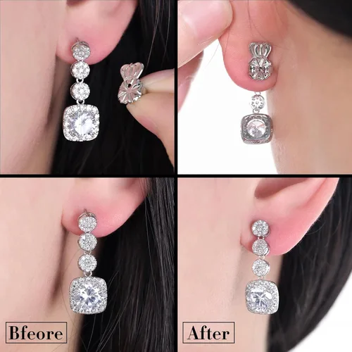 Miniatura 4 de Catinee 6 piezas de aretes para orejas caídas, ajustables, hipoalergénicos, seguros para aretes pesados (dorado)
