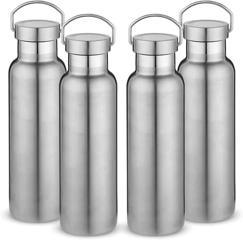Miniatura 34 de Neihepal Paquete de 4 botellas de agua aisladas de 20 onzas, botella deportiva de doble pared de acero inoxidable con tapa de asa, termo Bubble gum