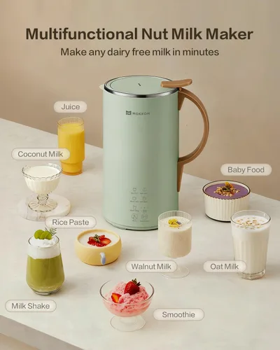 Miniatura 2 de Máquina automática de leche de nueces, máquina de leche de soja de 20 onzas, almendras caseras, avena, coco, soja o leche a base de plantas y Verde