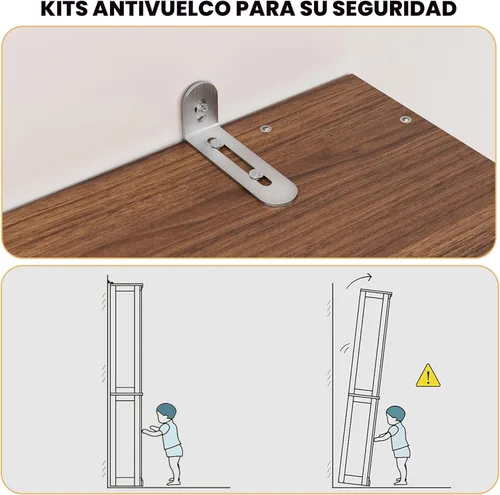 Miniatura 9 de LIKIMIO Armario de granja con puertas, armario de dormitorio de 70 pulgadas con luces LED y barra para colgar, armario grande de madera con 2 Nogal