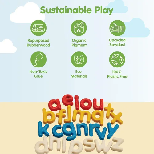 Miniatura 3 de PlanToys® Juego de aprendizaje de madera con alfabeto en minúsculas para niños a partir de 3 años Recurso educativo Montessori
