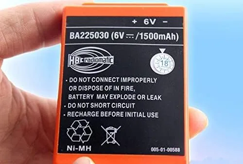 Miniatura 3 de Paquete de 1 para HBC Radiomatic BA225030 6V 1500mAh batería Ni-Mh recargable para grúa HBC Control remoto bomba camión batería