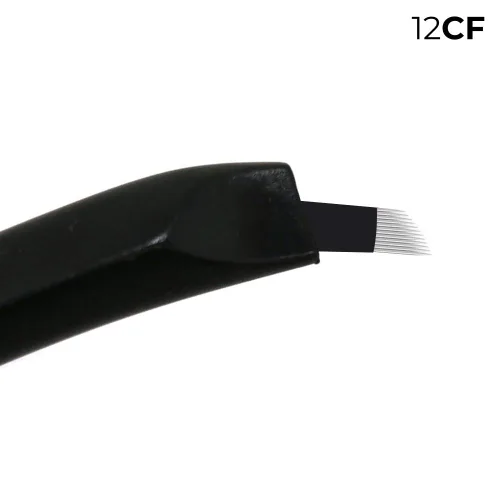 Miniatura 2 de 5 agujas de microblading desechables para maquillaje, 5 unidades, para maquillaje, para maquillaje permanente (12 planos curvos de 0.010 in (5))