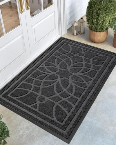 Miniatura 14 de DEXI - Felpudo para puerta exterior, alfombra de entrada de perfil bajo y resistente antideslizante para el recibidor, alfombras de bienvenida que