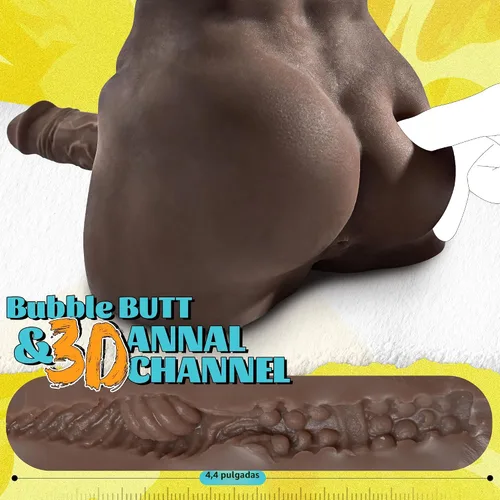 Miniatura 4 de Muñeca sexual masculina negra de 6 libras con consolador flexible, muñeca sexual realista de tamaño portátil de 7.2 pulgadas para masturbación